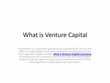What is Venture Capital presentation | free to download