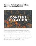 Inbound Marketing Series: 6 Basic Steps Of Content Creation PowerPoint PPT Presentation
