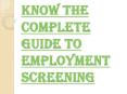 What is the Need for Employment Screening? PowerPoint PPT Presentation