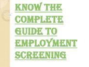 What is the Need for Employment Screening?