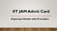 IIT JAM Admit Card – Important Details with Procedure PowerPoint PPT Presentation