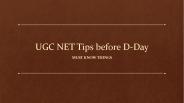 UGC NET Tips Before D-Day
