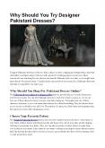 Why Designer Pakistani Dresse Attractive? PowerPoint PPT Presentation