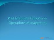 Post Graduate Diploma in Operations Management
