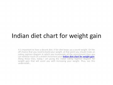 Indian diet chart for weight gain