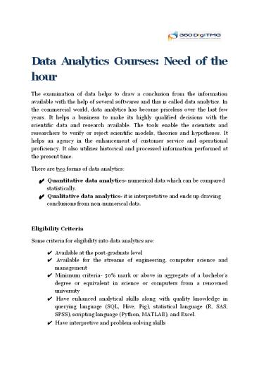 Data Analytics Courses