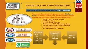 stainless steel 316 pipe fittings manufacturers