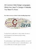 All Common Web Design Languages, Which Are Used To Design A Website, You Need To Know PowerPoint PPT Presentation