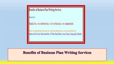 Benefits of Business Plan Writing Services