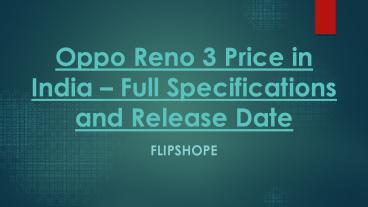 Oppo Reno 3 Price in India