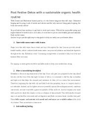 Festive detox - organic health routine