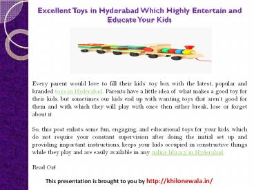 Excellent Toys in Hyderabad Which Highly Entertain and Educate Your Kids