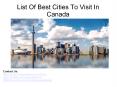 List Of Best Cities To Visit In Canada PowerPoint PPT Presentation