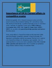 Importance of GK & Current affairs in competitive exams