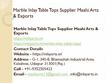 Marble Inlay Table Tops Supplier Maahi Arts & Exports