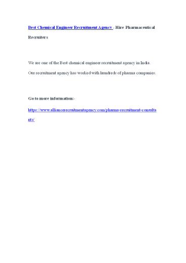 Best Chemical Engineer Recruitment Agency - Hire Pharmaceutical Recruiters