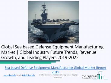 Global Sea Based Defense Equipment Manufacturing Market Report 2019