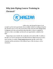 Piping Design Course in Chennai