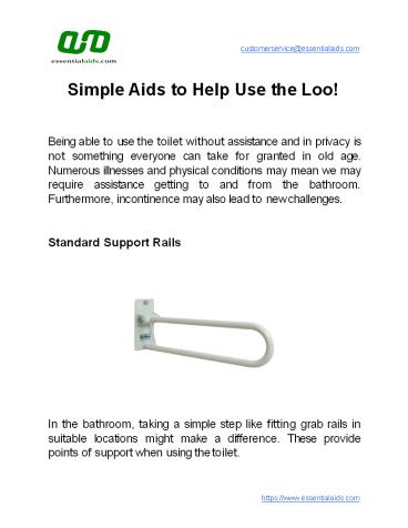 Simple Aids to Help Use the Loo!