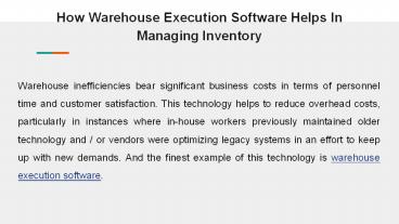 How Warehouse Execution Software Helps In Managing Inventory?
