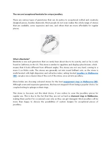 The rare and exceptional benitoite for unique jewellery