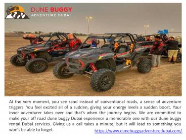 Dune Buggy Rental Dubai & Desert Dune Buggy Dubai