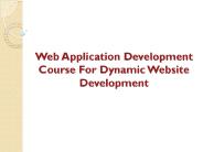 Web Application Development Course For Dynamic Website Development