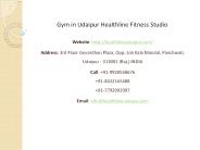 Gym in Udaipur Healthline Fitness Studio