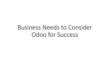 Business Needs to Consider Odoo for Success