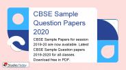 CBSE Sample Question Papers 2020 Free PDF for all classes