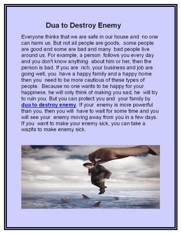 Strong Dua To Destroy Enemy And Someone Immediately