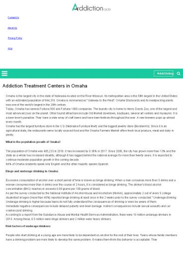 Addiction Treatment Centers in Omaha | Addiction Aide Center