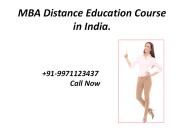 MBA in Distance Education Course in India.