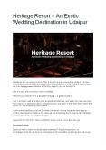 Heritage Resort – An Exotic Wedding Destination in Udaipur PowerPoint PPT Presentation
