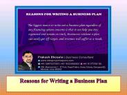 Reasons for Writing a Business Plan