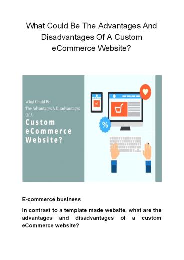 What Could Be The Advantages And Disadvantages Of A Custom eCommerce Website?