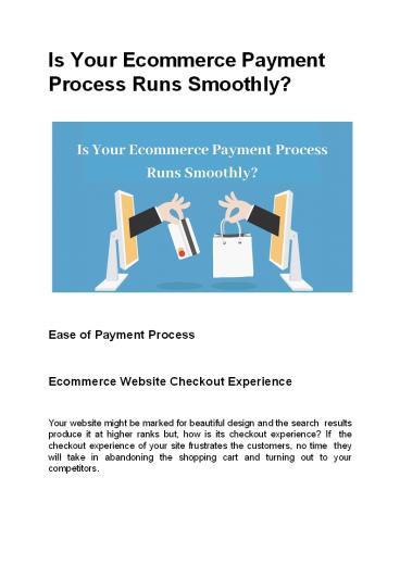 Is Your Ecommerce Payment Process Runs Smoothly?