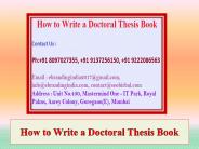 How to Write a Doctoral Thesis Book
