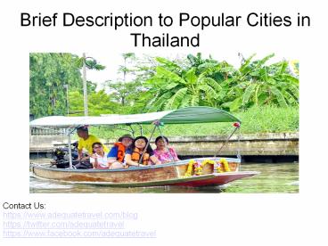 Brief Description to Popular Cities in Thailand