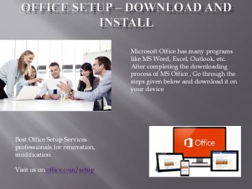 MS Office Suite at office.com/Setup