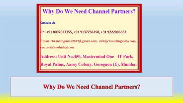 Why Do We Need Channel Partners?