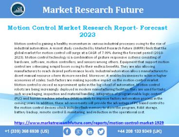 Motion Control Market Growth, Segmentation, Analysis and Opportunities 2023