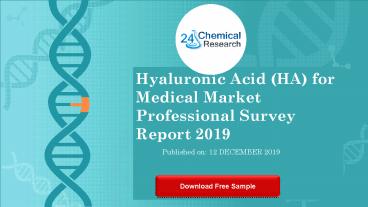 Hyaluronic acid (ha) for medical market professional