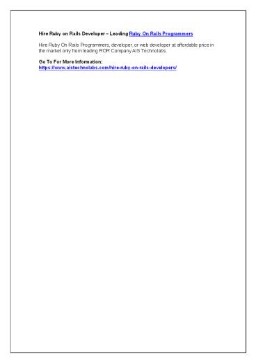 Hire Ruby on Rails Developer – Leading Ruby On Rails Programmers