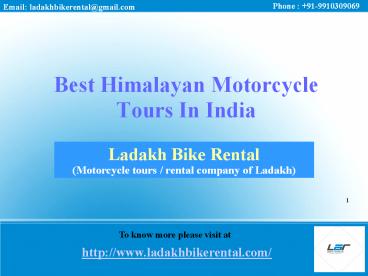 Best Himalayan Motorcycle Tours In India