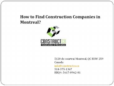 How to Find Construction Companies in Montreal?