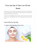 5 Easy Spa Tips To Take Care Of Your Beauty PowerPoint PPT Presentation