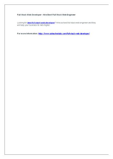 Full Stack Web Developer - Hire Best Full Stack Web Engineer