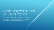 6 Must-Known Benefits Of Using CBD OIL