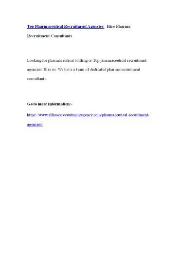 Top Pharmaceutical Recruitment Agencies - Hire Pharma Recruitment Consultants